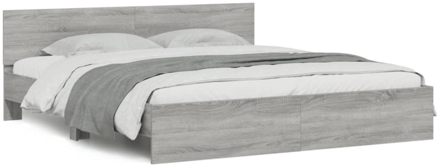 vidaXL Bettgestell mit Kopfteil Grau Sonoma 160x200 cm 3207474 Bild 1