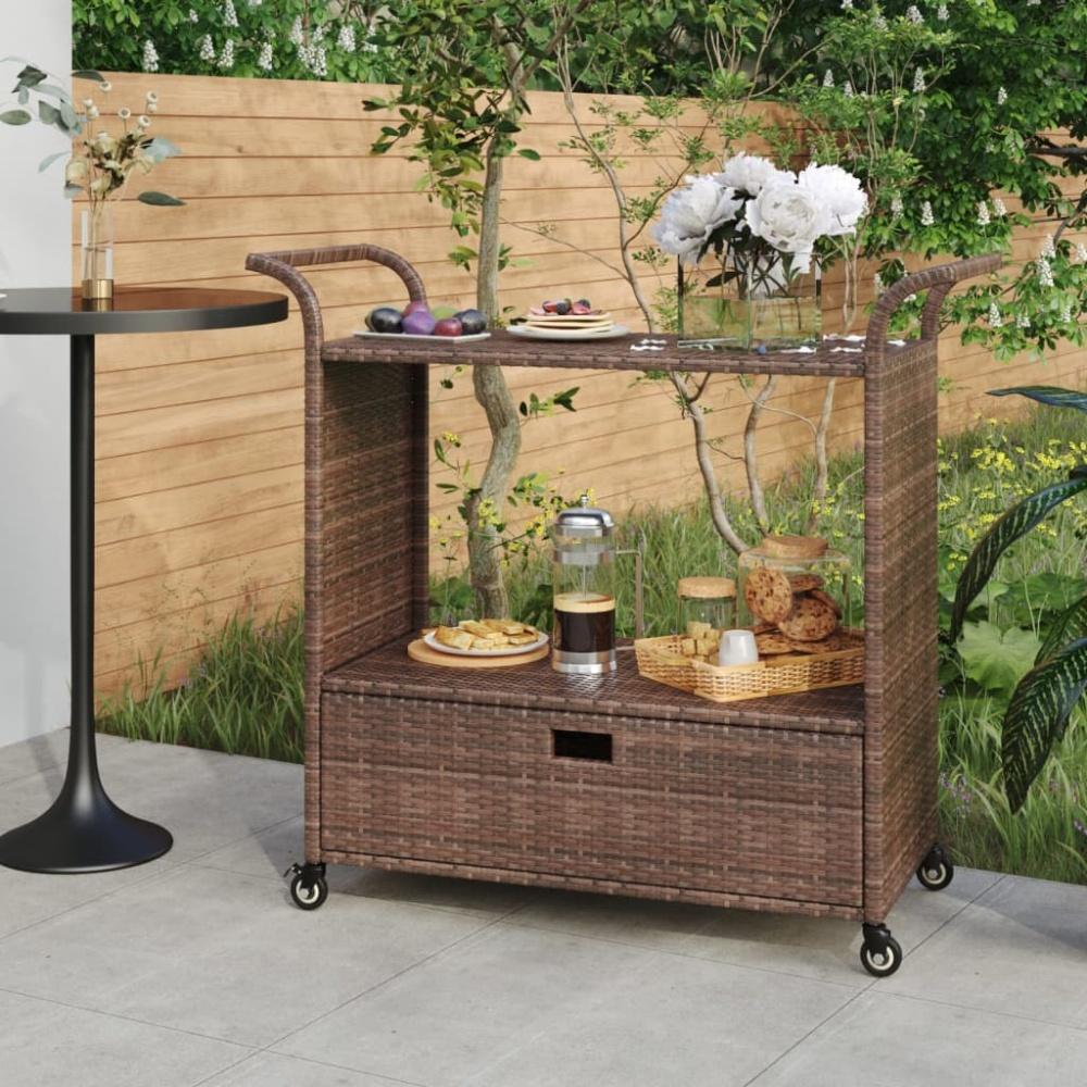 vidaXL Barwagen mit Schublade Braun 100x45x97 cm Poly Rattan 316662 Bild 1