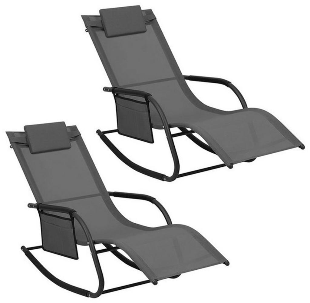 Woltu Gartenliege, 2 St, Liegestuhl Outdoor, mit Kopfstütze, bis 150kg, wetterfest Bild 1
