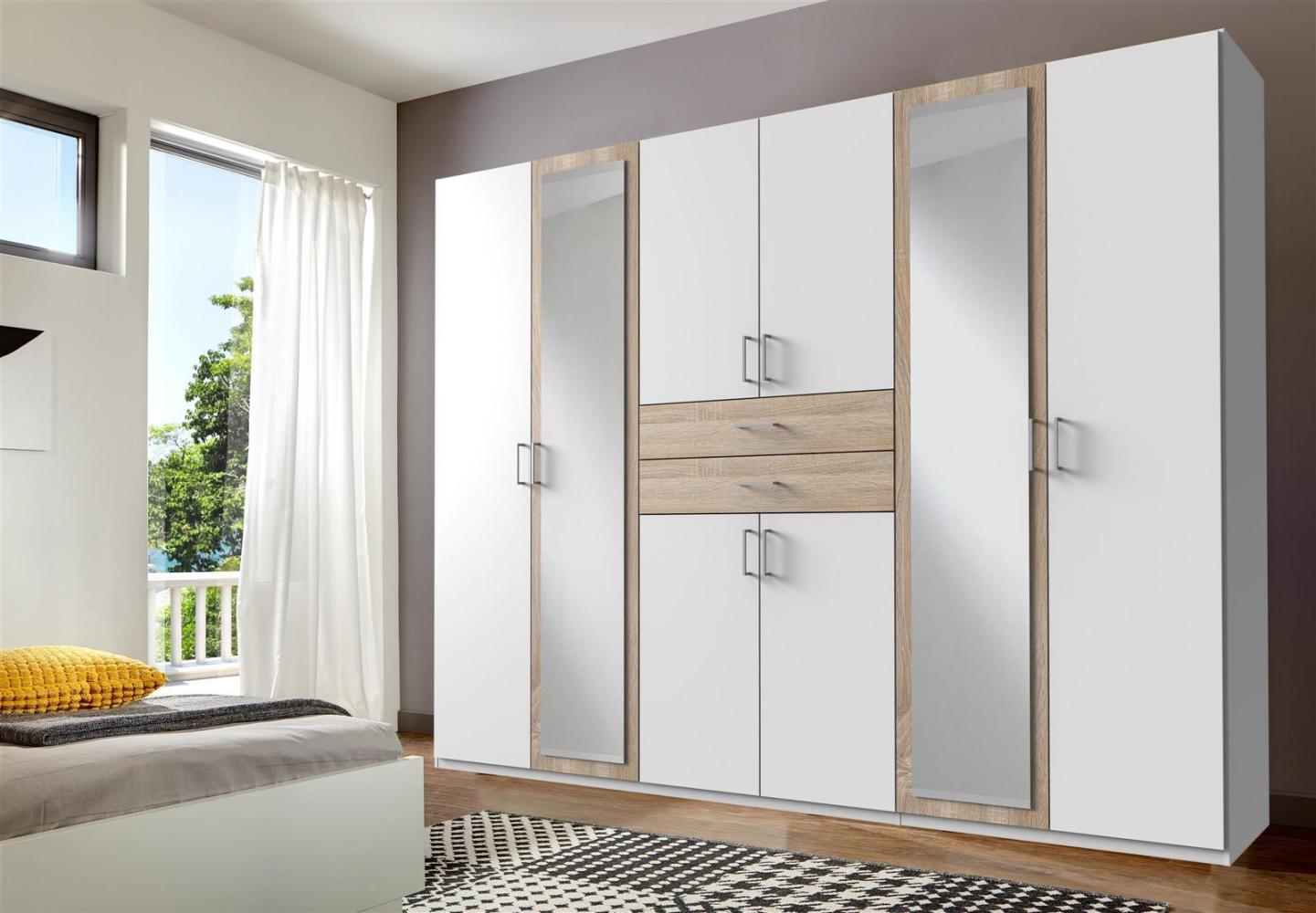 Kleiderschrank >Drugi II< in Weiß Eiche sägerau - 270x208x58cm (BxHxT) Bild 1