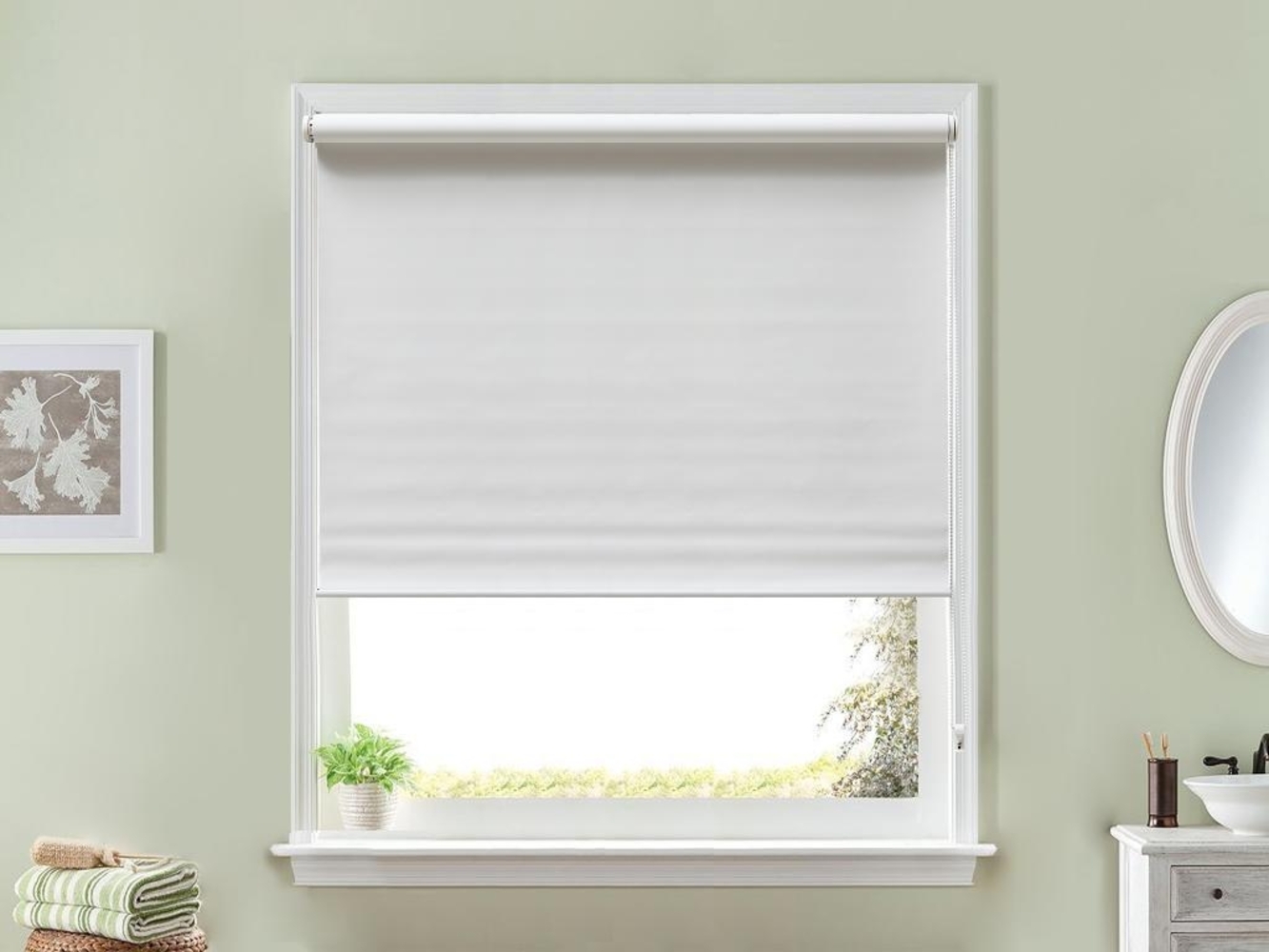 Vente-unique - Verdunkelungsrollo aus Polyester - 180 x 180 cm - Weiß - MARRILA Bild 1