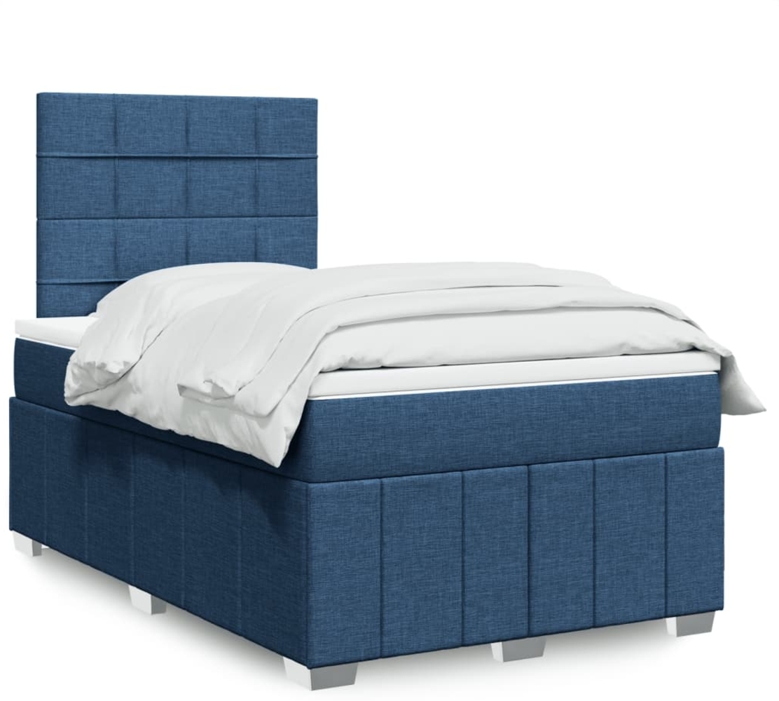 vidaXL Boxspringbett mit Matratze Blau 120x190 cm Stoff 3291613 Bild 1