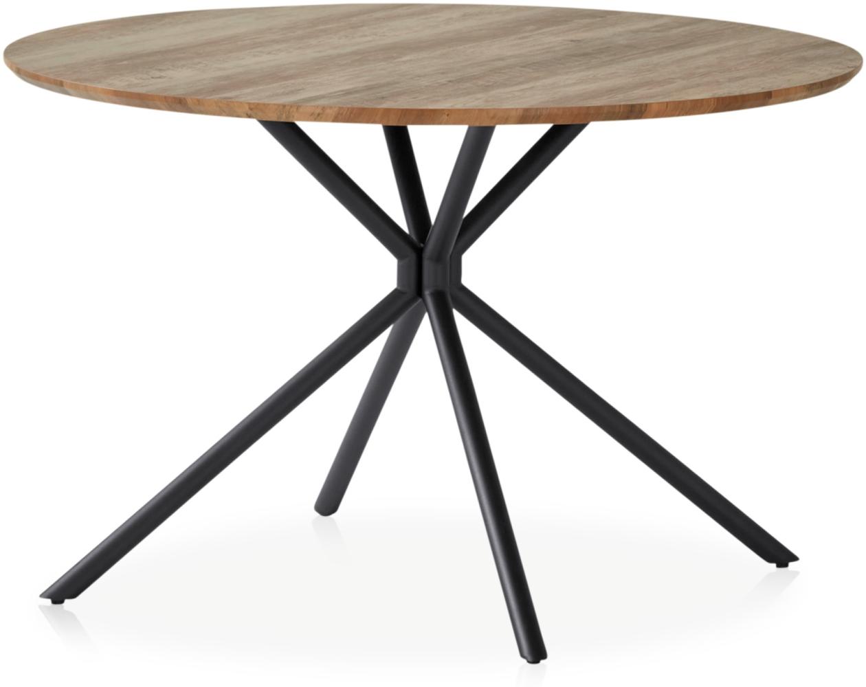 UNO Esstisch 120 cm Durchmesser Wildeiche-Optik, Küchentisch Esszimmertisch aus Holzwerkstoff, moderner Tisch für bis zu 4 Personen mit Sternfußgestell Metall, Industrial Look Bild 1