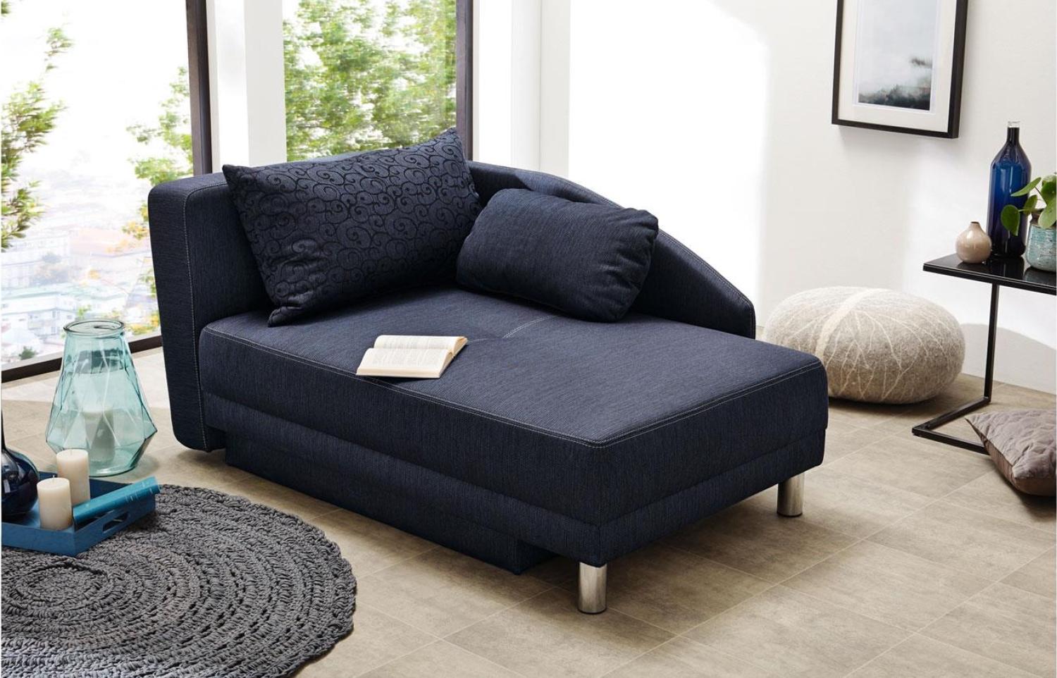 Schlafsofa ROY in Stoff dunkelblau Bettkasten Kissen 84x200 Bild 1