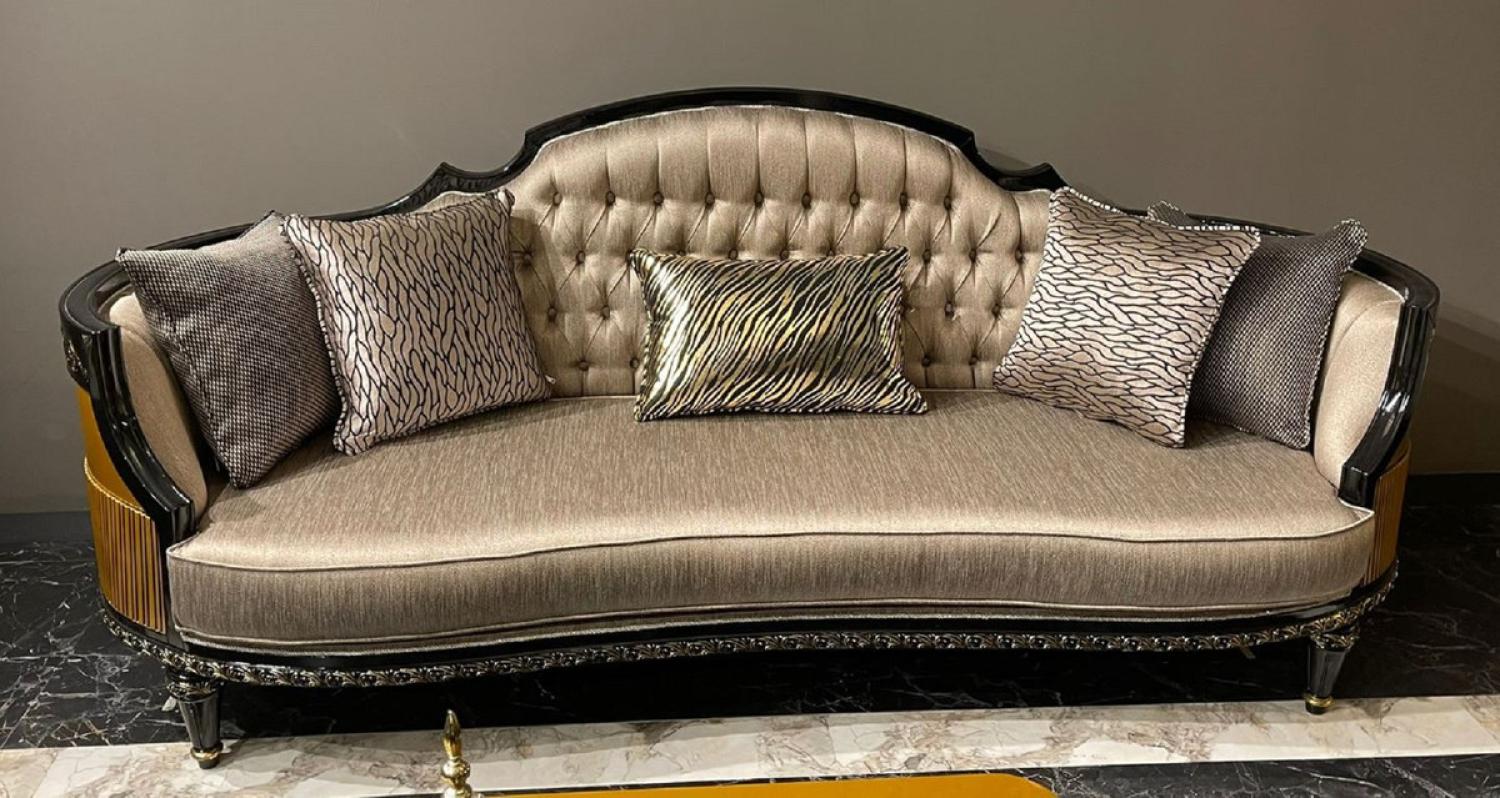 Casa Padrino Luxus Barock Sofa Gold / Schwarz / Gold - Prunkvolles Wohnzimmer Sofa - Barockstil Wohnzimmer Möbel - Luxus Möbel im Barockstil - Barock Einrichtung - Edel & Prunkvoll Bild 1