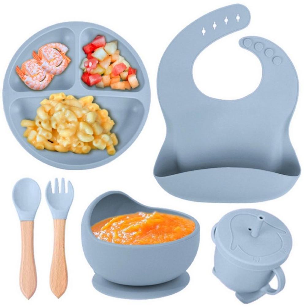 FLASMR Geschirr-Set 6-teiliges Set Silikon-Baby-Fütterungsset, BPA-freies Baby-Geschirrset (6-tlg), Silikon, 6 Teile, für 1 Personen Bild 1