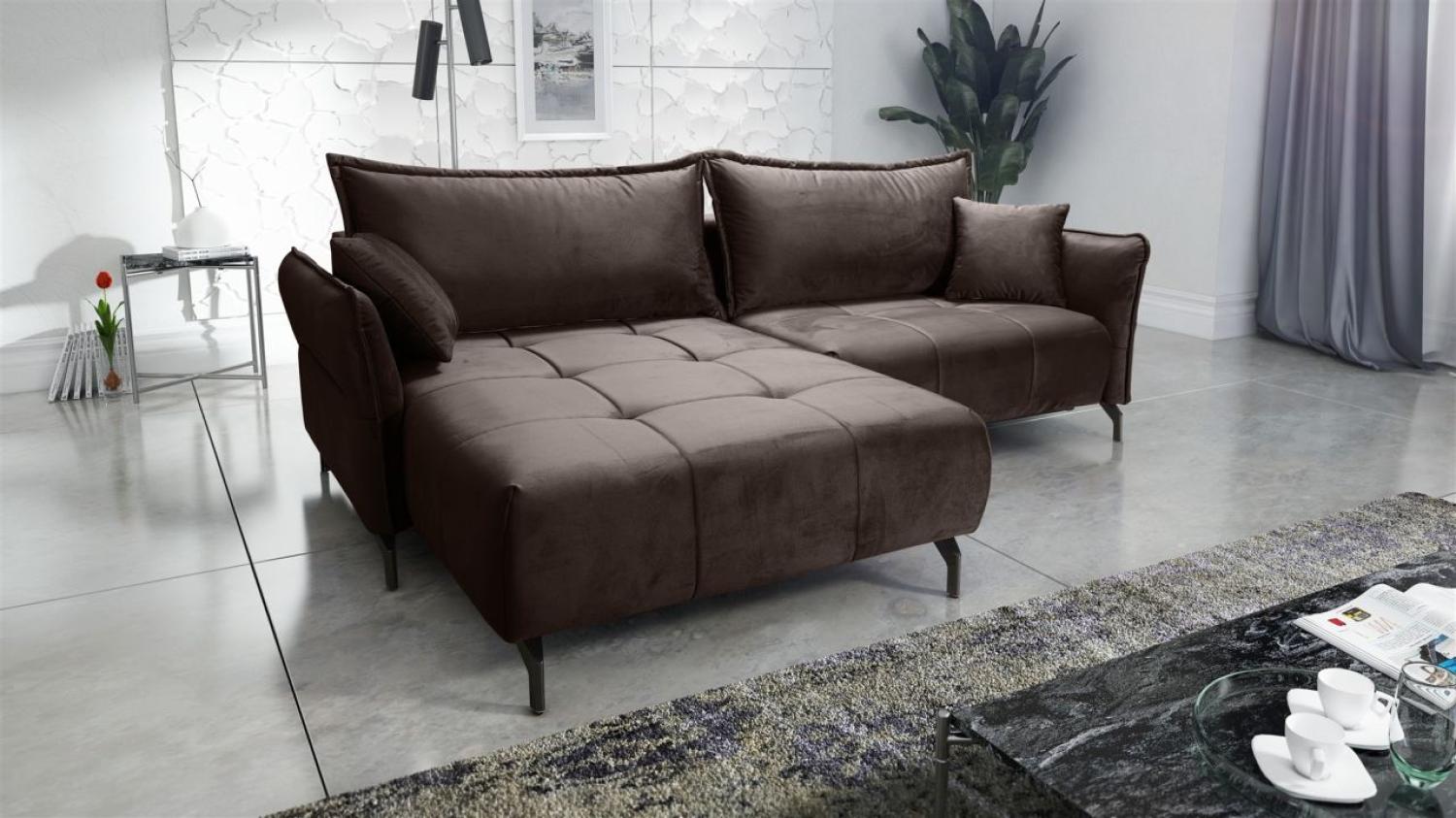 Ecksofa Schlafsofa Sofa VICTORIA Stoff Element Braun Ottomane Links Bild 1