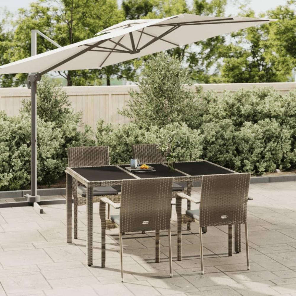 vidaXL 5-tlg. Garten-Essgruppe mit Kissen Grau Poly Rattan Bild 1