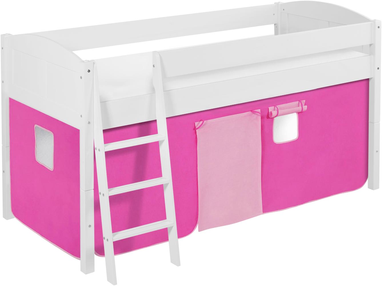 Lilokids 'Ida 4106' Spielbett 90 x 200 cm, Rosa, Kiefer massiv, mit Vorhang Bild 1