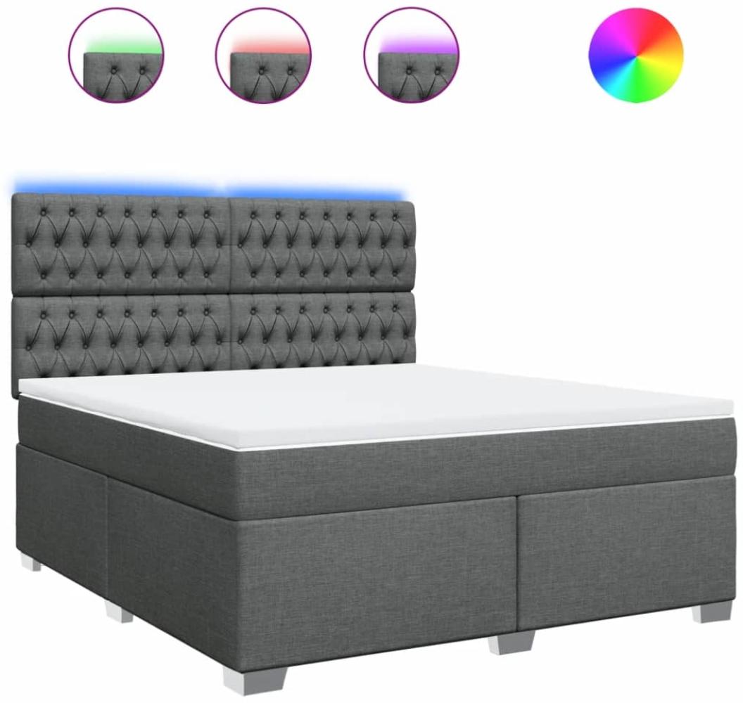 vidaXL Boxspringbett mit Matratze Dunkelgrau 180x200 cm Stoff 3292875 Bild 1