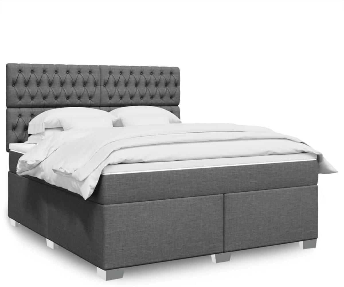 vidaXL Boxspringbett mit Matratze Dunkelgrau 180x200 cm Stoff 3292875 Bild 1