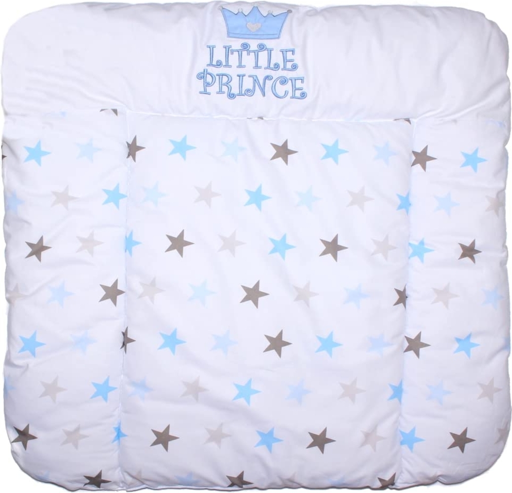Wickelauflage mit Applikation - Prince Star Blau - Wickeltischauflage Baby Auflage (70x85 cm) Bild 1