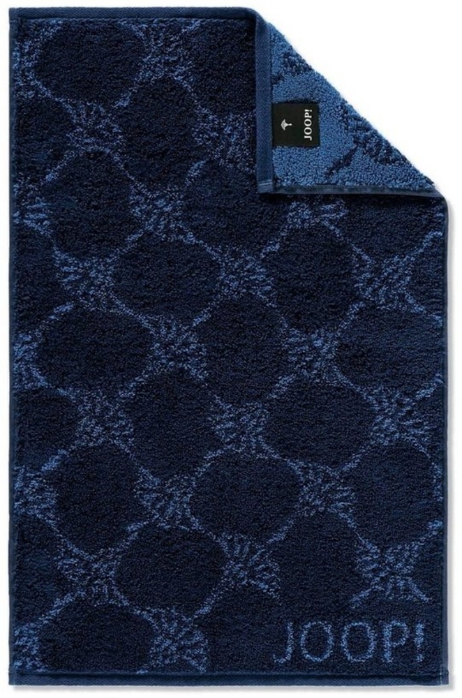 Cawö Handtuch Gästetuch Classic Cornflower Navy 1611 14, Walkfrottier (1-St), Kornblumen, Wendeoptik, Logo, Flauschig Bild 1