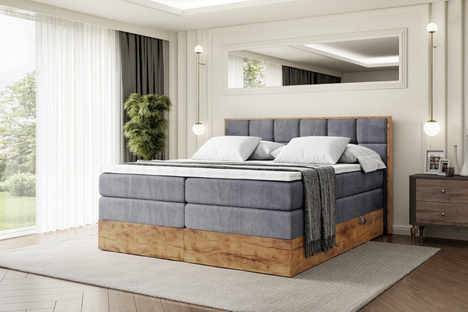 ALTDECOR Boxspringbett LOLLI2 KING (Multipocket-Matratze H4, H3 Matratze Bonellfederung, Topper, Kopfteil) Bild 1