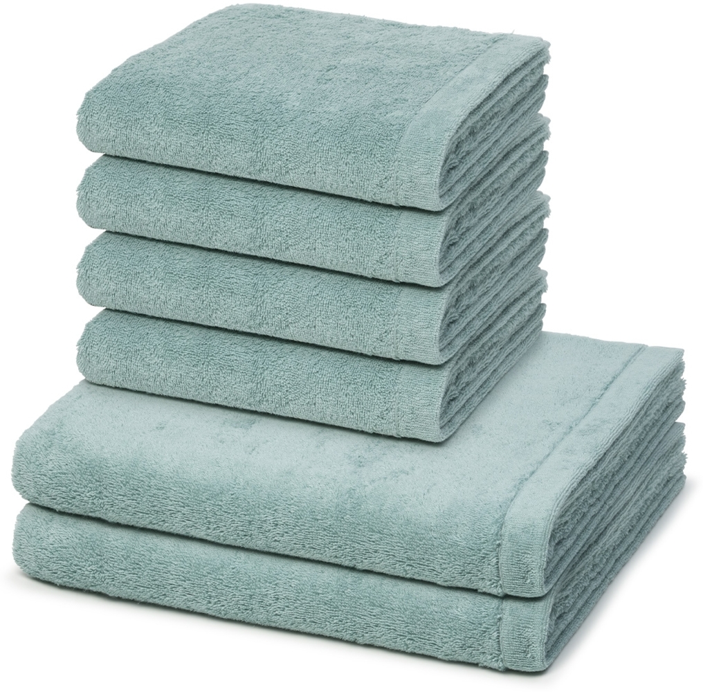 Cawö Lifestyle 6 tlg. Frottier-Set - 4 X Handtuch (50 X 100cm), 2 X Duschtuch (70 X 140cm) - 520 g/m2 - Seegrün Bild 1