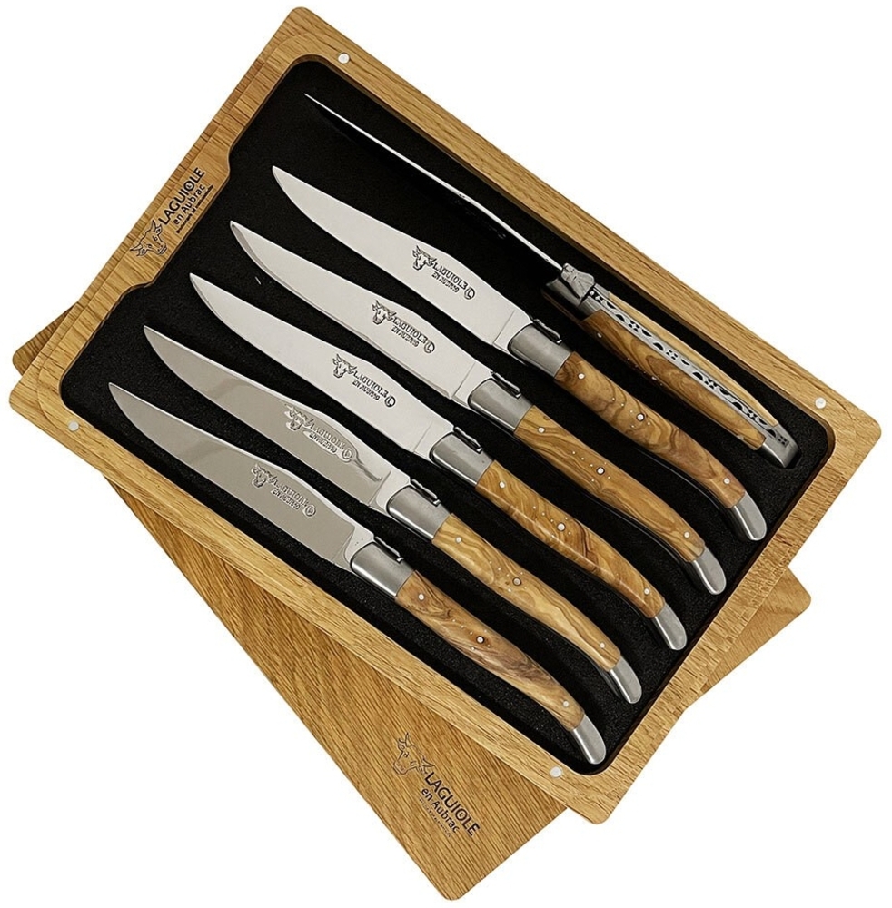 Laguiole en Aubrac Steakmesser Set 6-teilig Olivenholz (Olivier) 23 cm Bild 1