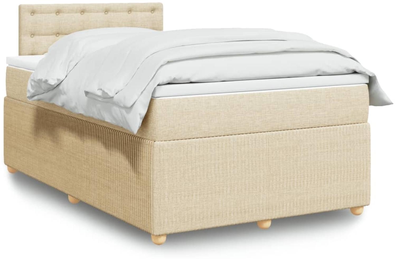 vidaXL Boxspringbett mit Matratze Creme 120x190 cm Stoff 3289714 Bild 1