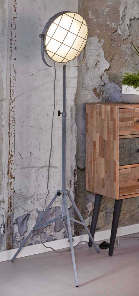 Stehleuchte Stativleuchte GRILL mit LED Metallschirm in Vintage Grey Bild 1