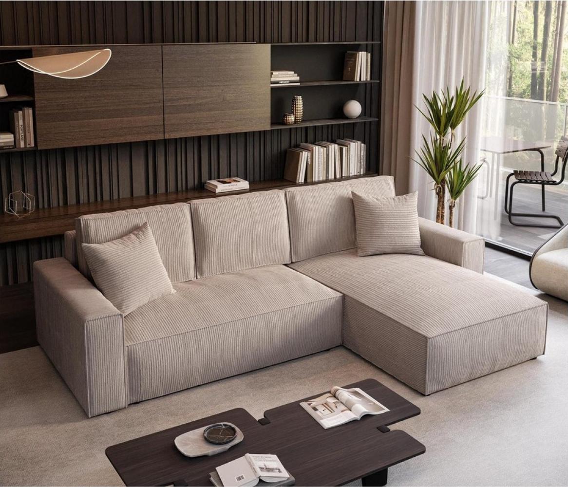 Beautysofa Ecksofa PARYS L, Polstersofa aus Cordstoff, Polsterecke mit Schlaffunktion, Bettkasten, Wellenfedern, Wohnzimmer Bild 1