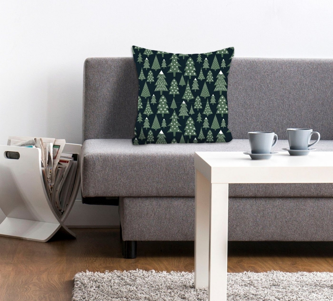 queence Dekokissen Jannik, Kissenhülle,Tannenbäume,Weihnachten,Winter,Festlich,Schnee Bild 1