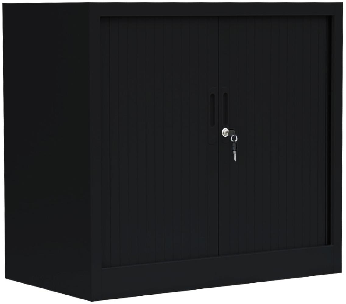 Querrollladenschrank Sideboard 80cm breit Stahl Büro Aktenschrank Rolladenschrank Schwarz (HxBxT) 750 x 800 x 460 mm / 555089 Bild 1