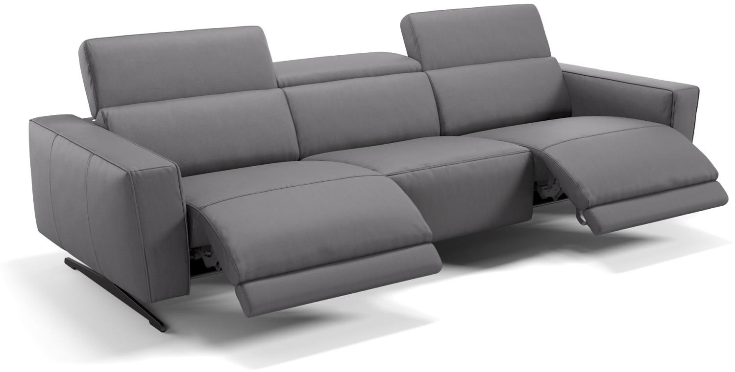 Sofanella 3-Sitzer ALESSO Ledercouch XXL Sofa in Grau M: 258 Breite x 108 Tiefe Bild 1