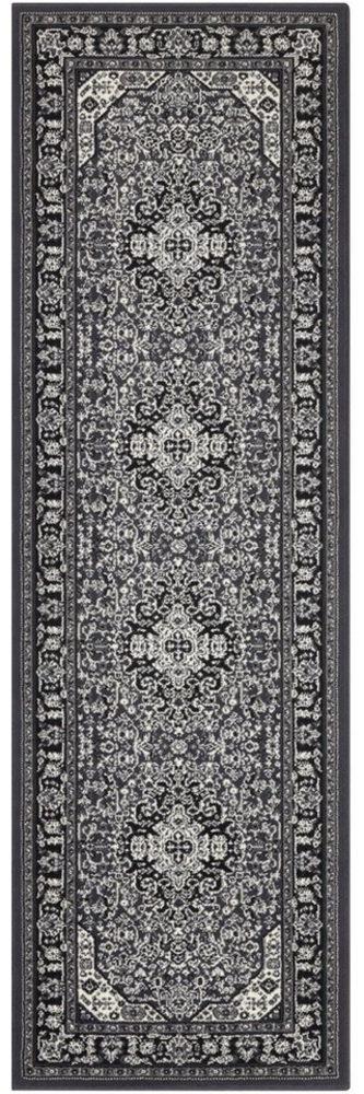Orientalischer Kurzflor Teppich Skazar Isfahan Dunkelgrau - 80x250x0,9cm Bild 1