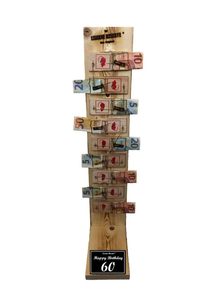 Eiserne Reserve® Geschenkbox 60 Happy Birthday - Eiserne Reserve Mausefalle Deluxe 9er Geldgeschenk Bild 1