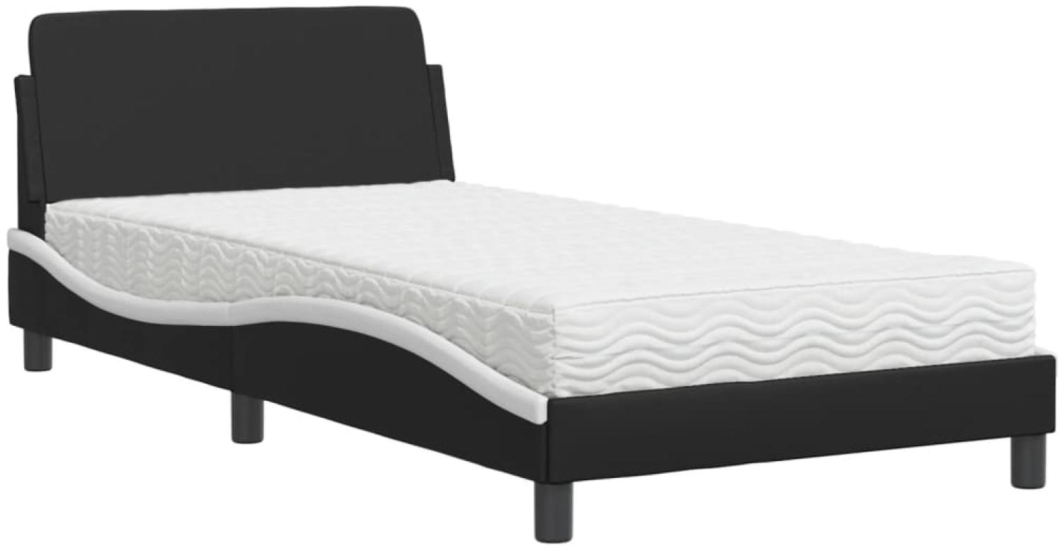 vidaXL Bett mit Matratze "Dover" Schwarz und Weiß 100x200 cm Kunstleder 3208362 Bild 1