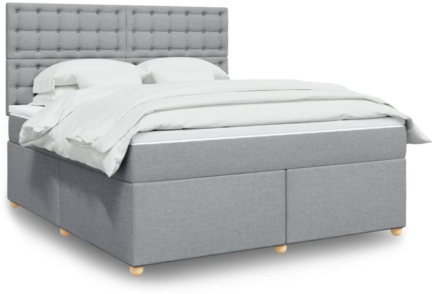 vidaXL Boxspringbett mit Matratze Hellgrau 180x200 cm Stoff 3293673 Bild 1