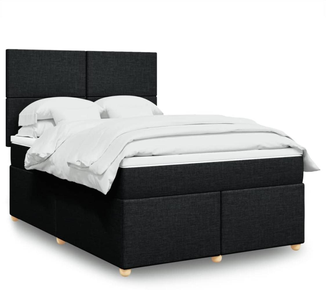 vidaXL Boxspringbett mit Matratze Schwarz 140x190 cm Stoff 3291270 Bild 1