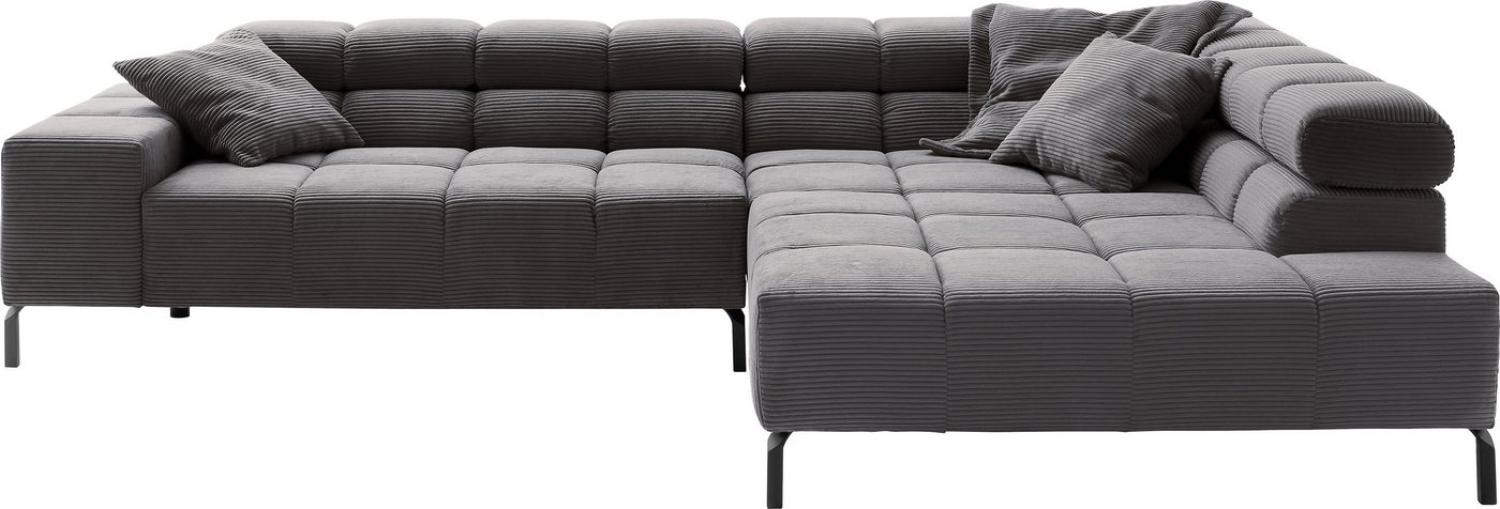 INOSIGN Ecksofa Ancona New, wahlweise motorische Sitztiefenverstellung, auch Cord, feine Steppung, mit Kopfteilverstellung, 3 Zierkissen, L-Form Bild 1