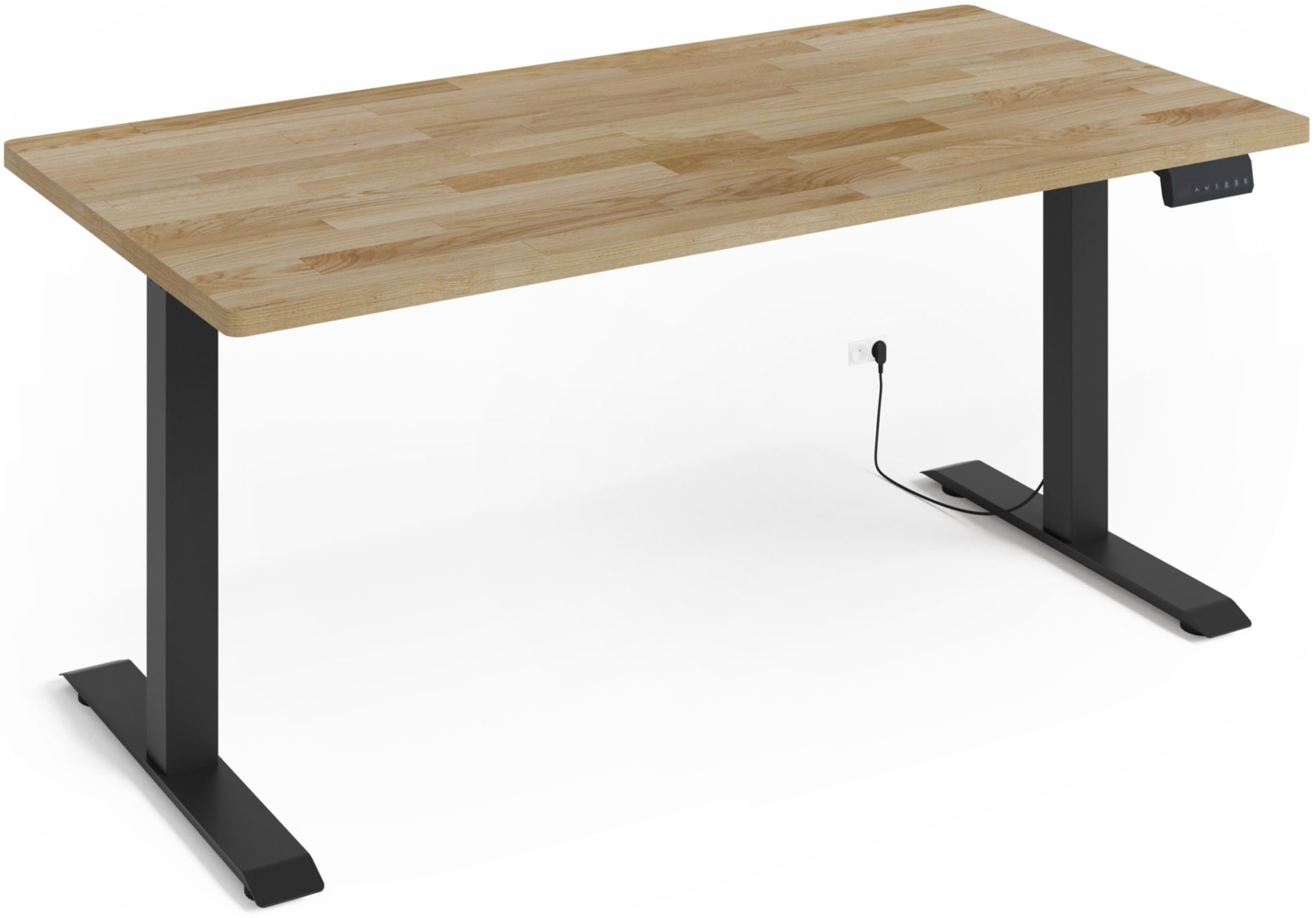 Höhenverstellbarer Schreibtisch BIM Natural Desk Eichenfurnier 160x80x3 schwarz/Eiche Bild 1