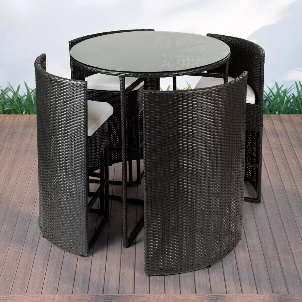 Luxus Rattan Bar Set Mallorca für 4 Personen Polyrattan Lounge Set Tisch Hocker b Bild 1