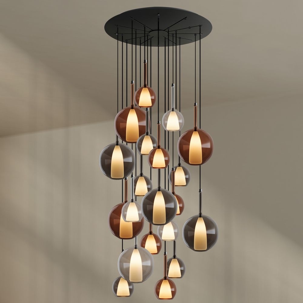 s.luce Belluna Galerieleuchte 20-flammig Ø 120cm Baldachin Mehrfarbig Ø 14/24cm Bild 1