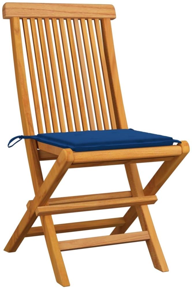 vidaXL Gartenstühle mit Königsblauen Kissen 6 Stk. Massivholz Teak 3065600 Bild 1