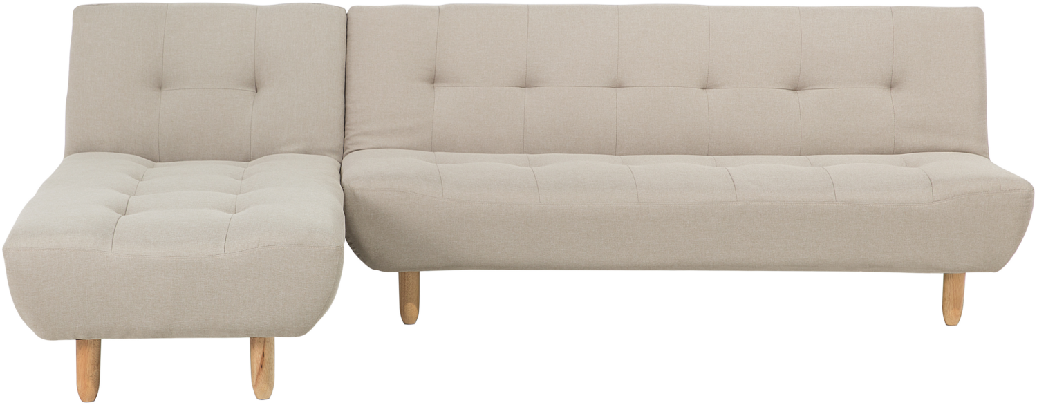 Ecksofa mit Schlaffunktion Polsterbezug beige rechtsseitig ALSTEN Bild 1