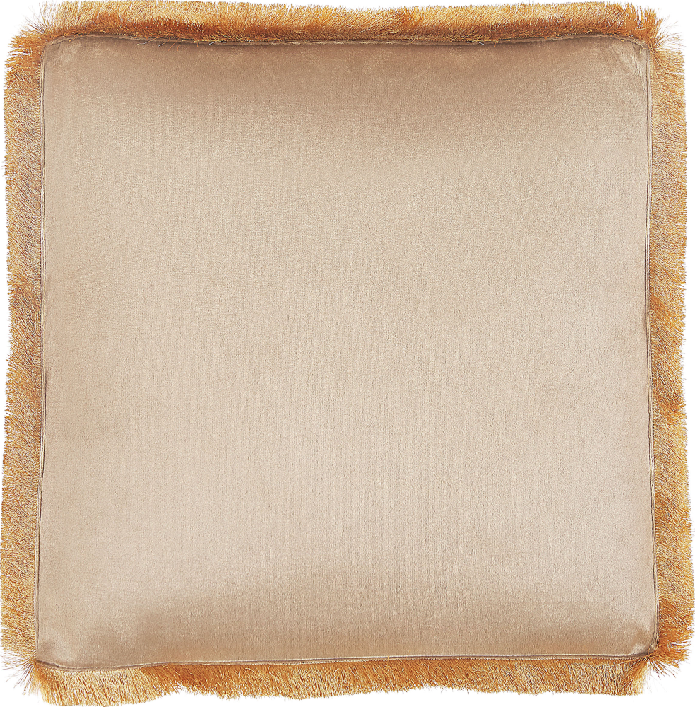 Sitzkissen für Stuhl Samtstoff beige mit Fransen 40 x 40 cm POTHOS Bild 1