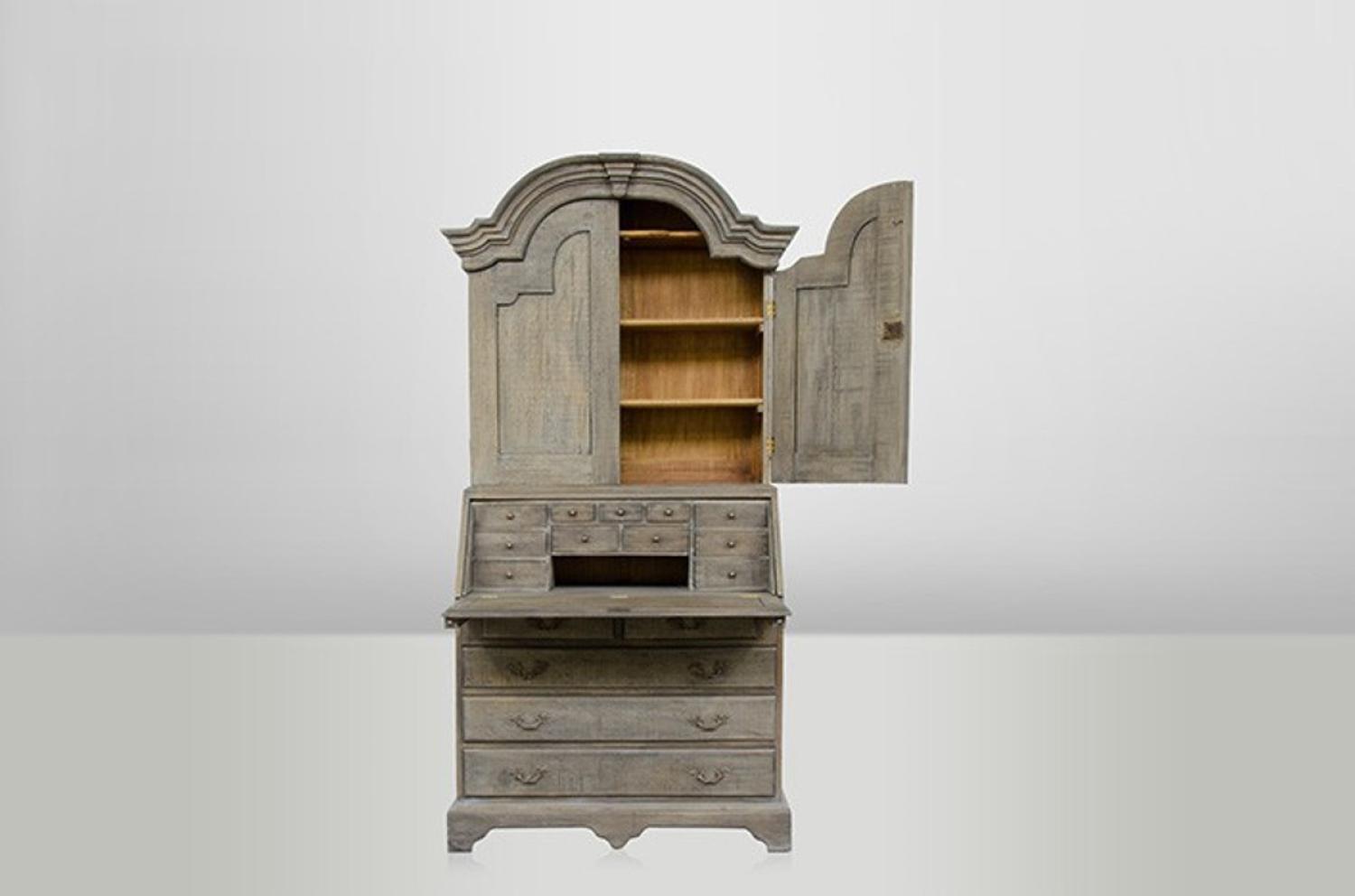 Casa Padrino Luxus Sekretär Schrank- Paternoster - Massiv England Grey Wood - Antik Stil - Empire Jugendstil Barock Kolonial - Massivholz - wirkt wie eine echte Bild 1