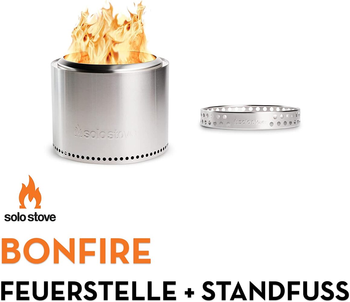 Solo Stove Feuerschale Bonfire, Outdoor-Kamin aus Edelstahl, mit Standfuß, raucharm - Tragbare Feuerstelle für Terrasse, Garten - Feuertonne, Holzofen, Feuerkorb - ⌀ 49,5 cm, Höhe 44,5 cm Bild 1