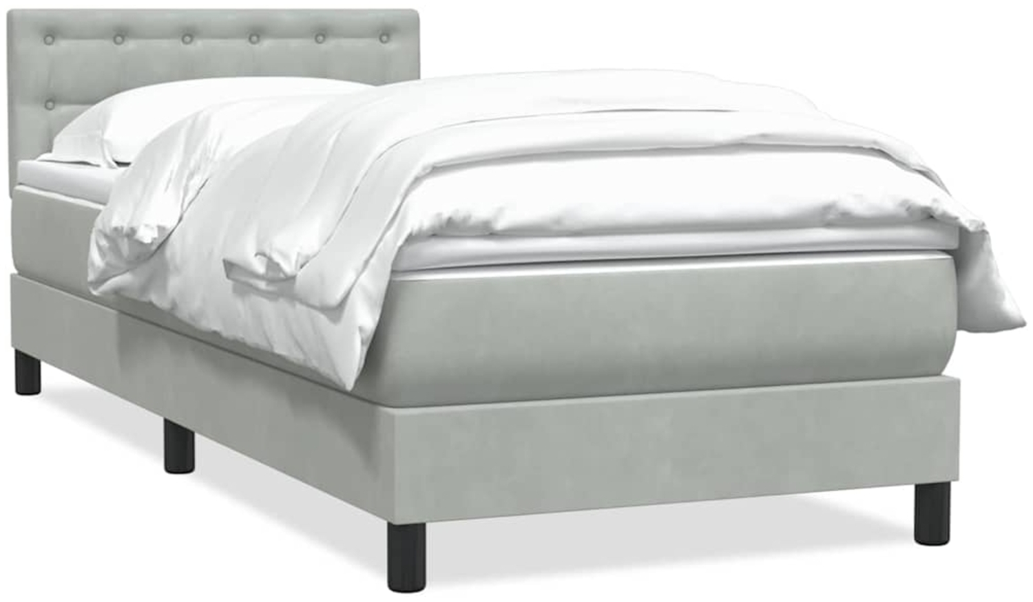 vidaXL Boxspringbett mit Matratze Hellgrau 90x220 cm Samt 3316623 Bild 1