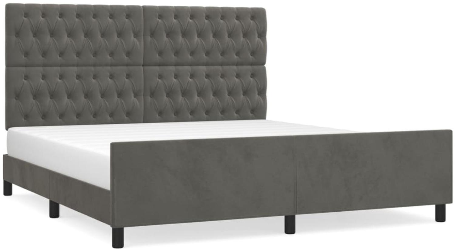 Bettgestell mit Kopfteil Samt Dunkelgrau 180x200 cm Bild 1