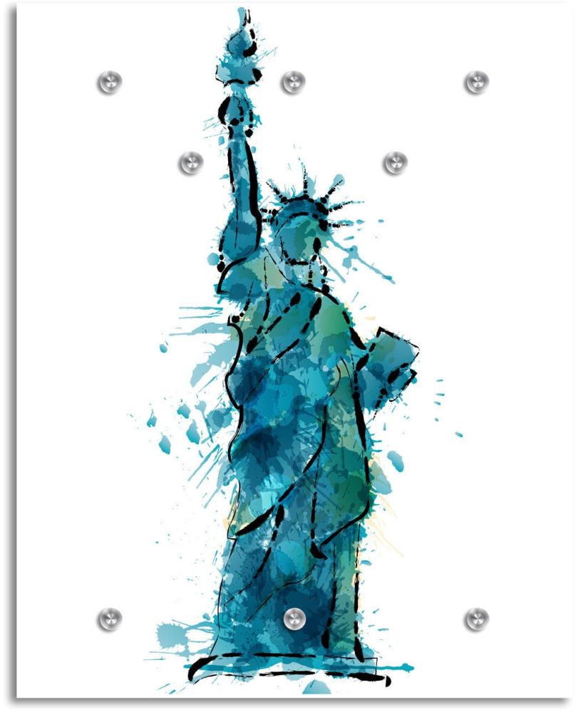 Queence Garderobe - "Liberty Lady" Druck auf hochwertigem Arcylglas inkl. Edelstahlhaken und Aufhängung, Format: 100x120cm Bild 1