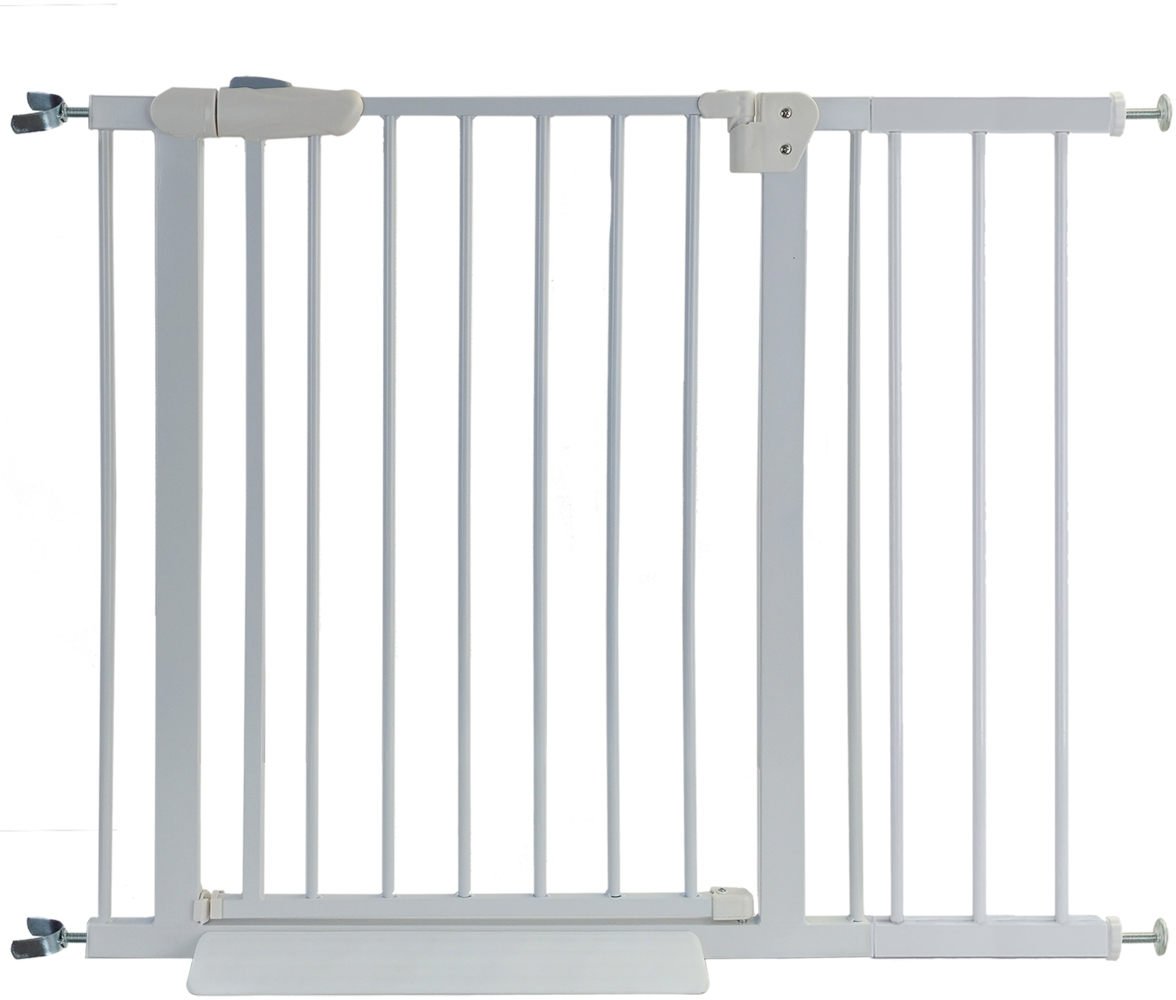 Treppenschutzgitter Absperrgitter weiß ohne Bohren für Sprossen + Rampe 95-106cm Bild 1