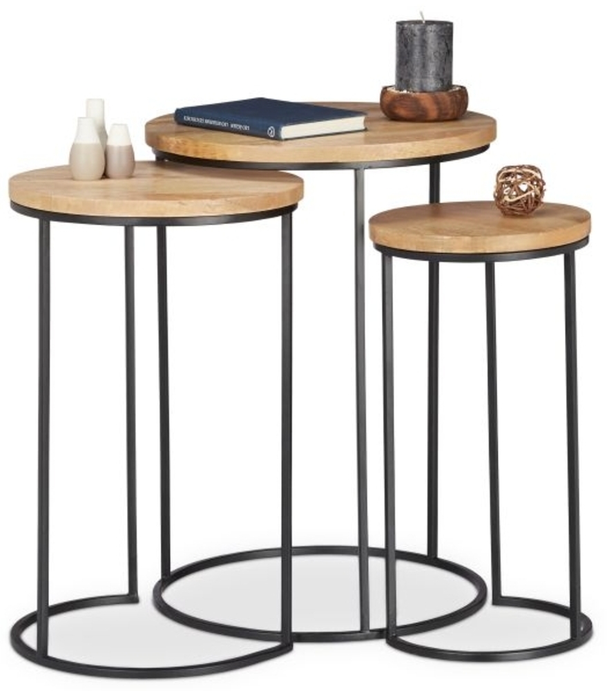 Beistelltisch 3er Set Mangoholz Bild 1