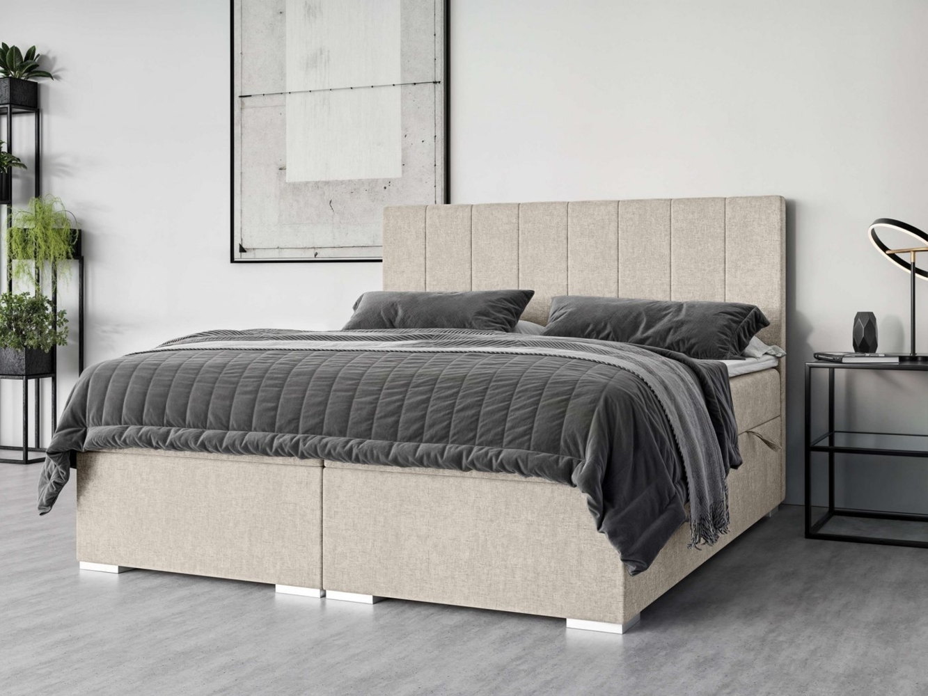 Places of Style Polsterbett Ginoro mit Matratze und Topper, in 3 Breiten (140, 160 und 180 cm), Boxspringbett mit Kopfteil, Bettkasten, Matratze (BFK/TFK) und Topper Bild 1