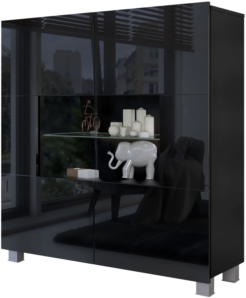 Mirjan24 Kommode Calabrini C1 , Schwarz / Schwarz Hochglanz Bild 1