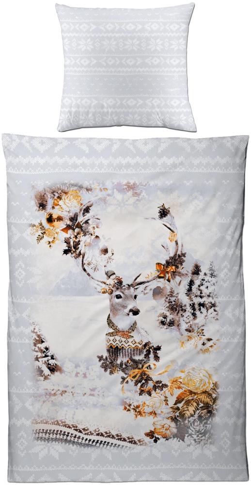 Carpe Sonno Interlock Jersey Bettwäsche Hirsch aus 100% Baumwolle, 155 x 220 cm Bild 1