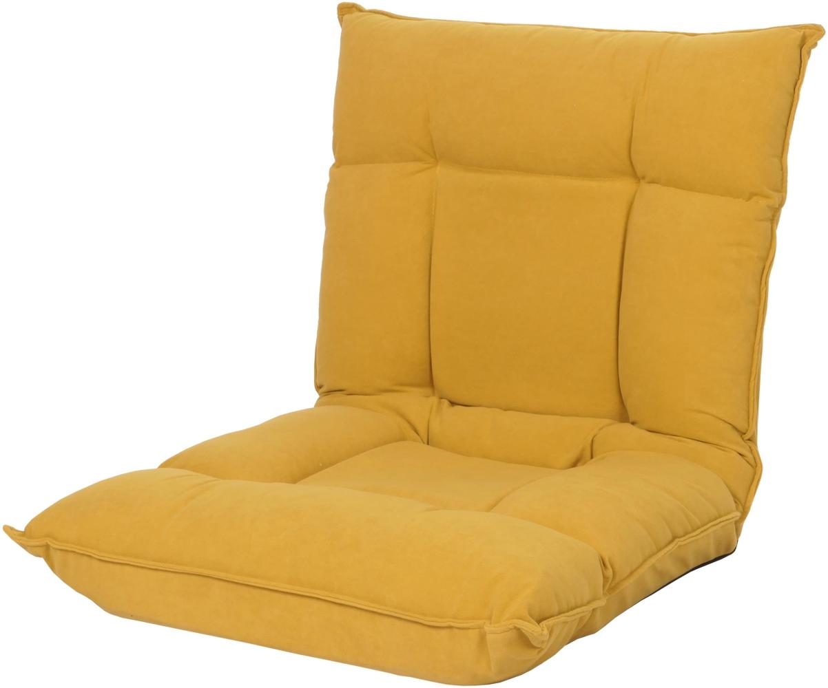 Bodensessel HWC-N44, Relaxsessel Bodenkissen Bodensofa Klappsessel 6 Relaxpositionen, stabiles Gestell Samt ~ gelb Bild 1