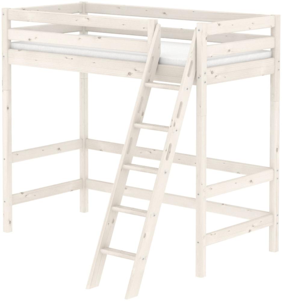 Flexa 'Classic' Hochbett weiß, schräge Leiter, 90x190 cm Bild 1